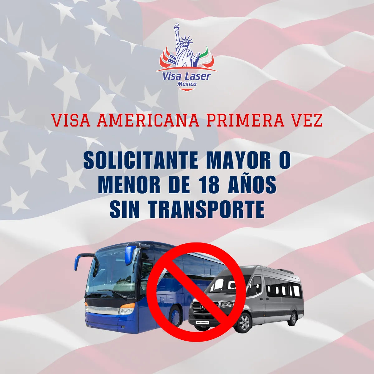 Solicitud de visa por primera vez para mayor o menor de 18 años sin transporte